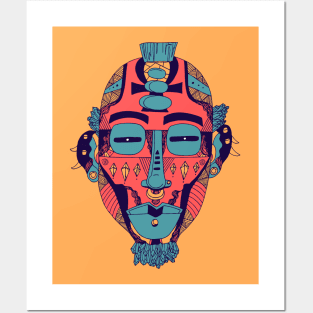 Retro Triad African Mask 5 Posters and Art